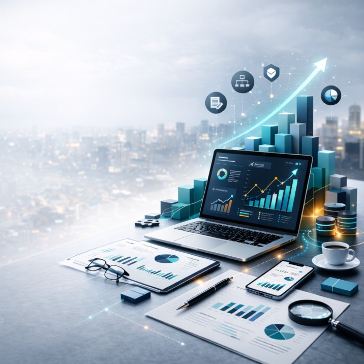 Data Strategy and Advisory visual representing structured analytics architecture and business alignment